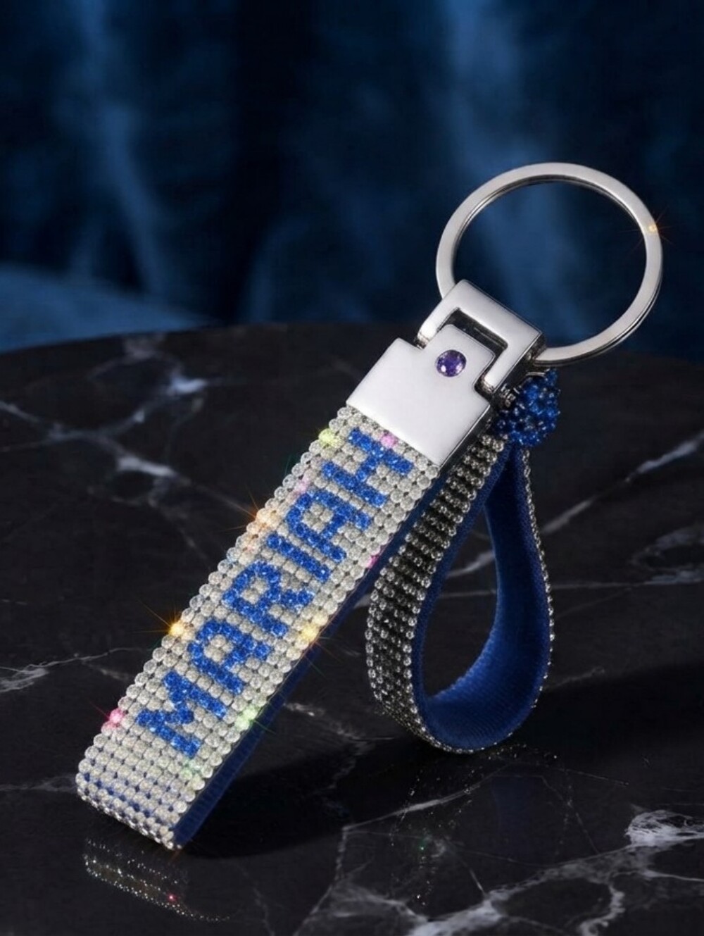 ​Custom "MARIAH" Rhinestone Bag Charm Keychain | Sparkling Personalized Accessor
